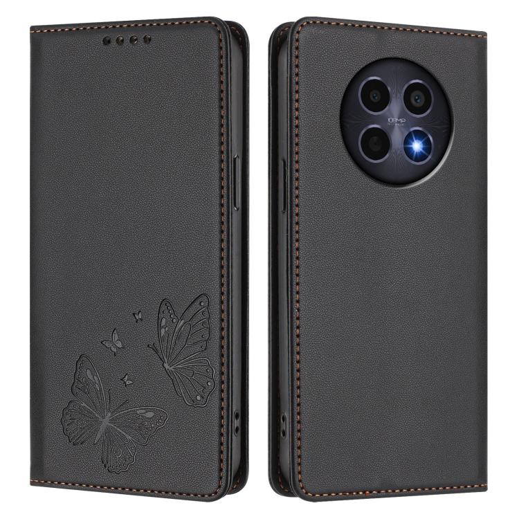 For Realme 13 5G / 12 5G / 12x / 12x India Strong Magnetic Dual Butterfly RFID Vegan Leather Phone Case