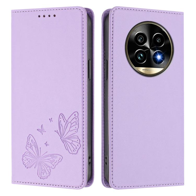 For Realme 13 Pro / Realme 13 Pro+ Strong Magnetic Dual Butterfly RFID Vegan Leather Phone Case
