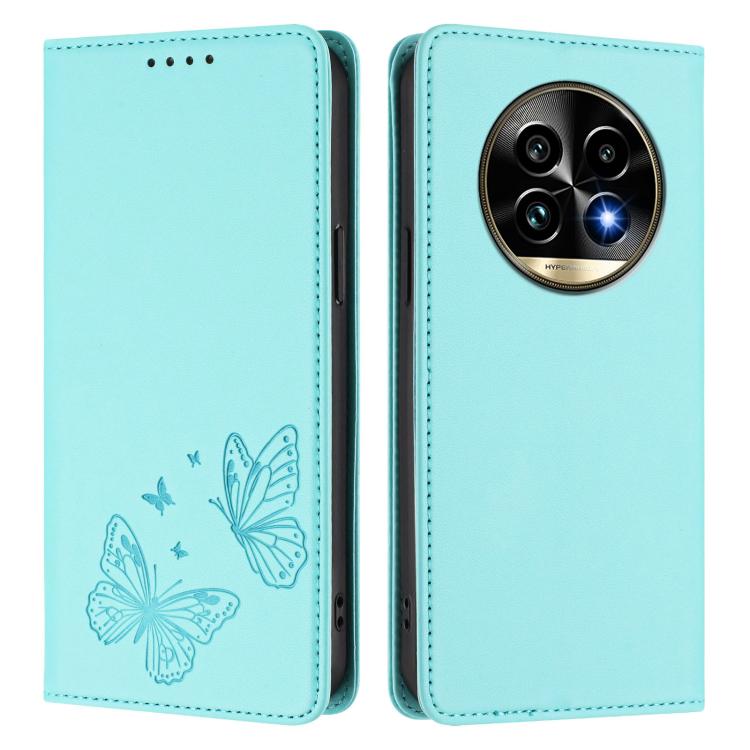 For Realme 13 Pro / Realme 13 Pro+ Strong Magnetic Dual Butterfly RFID Vegan Leather Phone Case