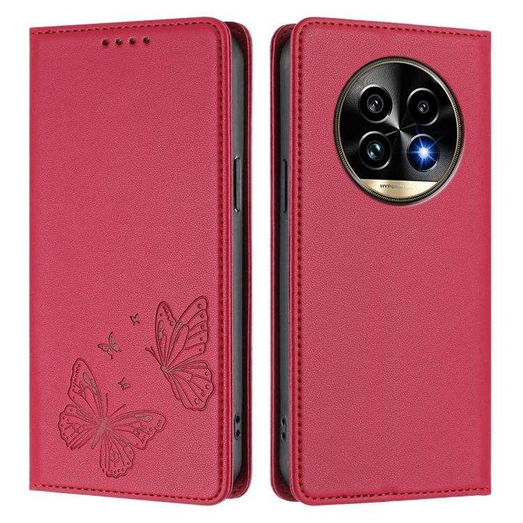 For Realme 13 Pro / Realme 13 Pro+ Strong Magnetic Dual Butterfly RFID Vegan Leather Phone Case