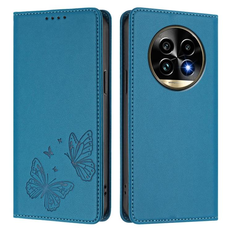 For Realme 13 Pro / Realme 13 Pro+ Strong Magnetic Dual Butterfly RFID Vegan Leather Phone Case