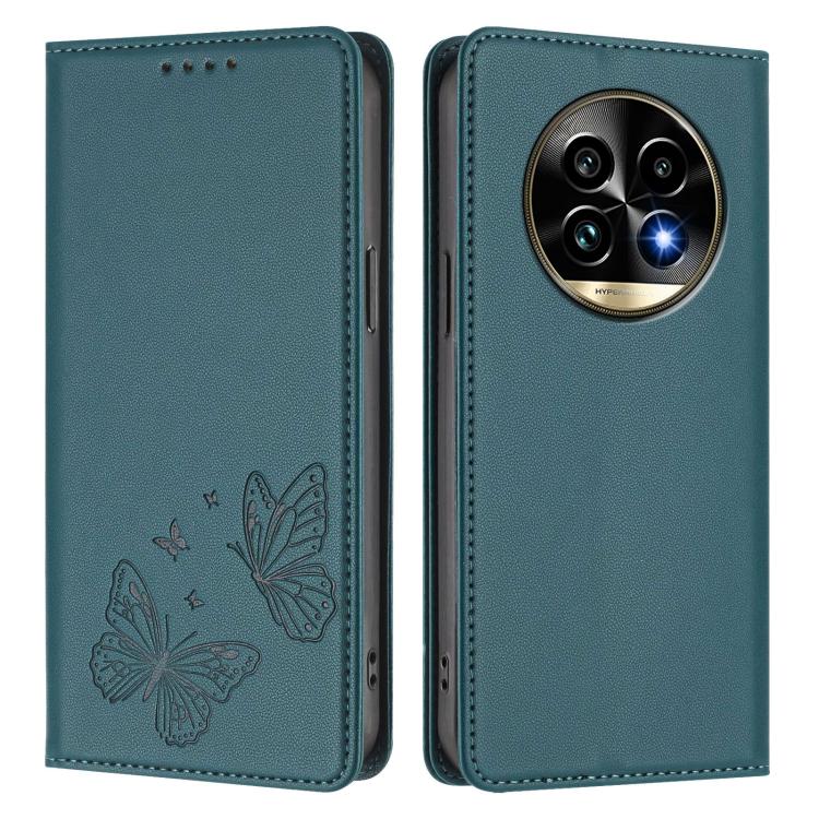 For Realme 13 Pro / Realme 13 Pro+ Strong Magnetic Dual Butterfly RFID Vegan Leather Phone Case