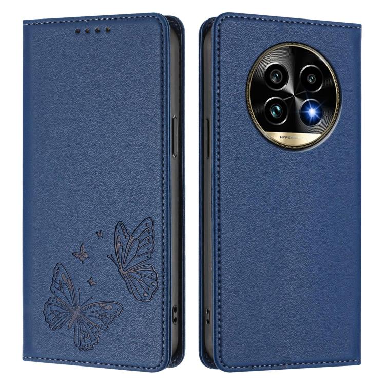 For Realme 13 Pro / Realme 13 Pro+ Strong Magnetic Dual Butterfly RFID Vegan Leather Phone Case