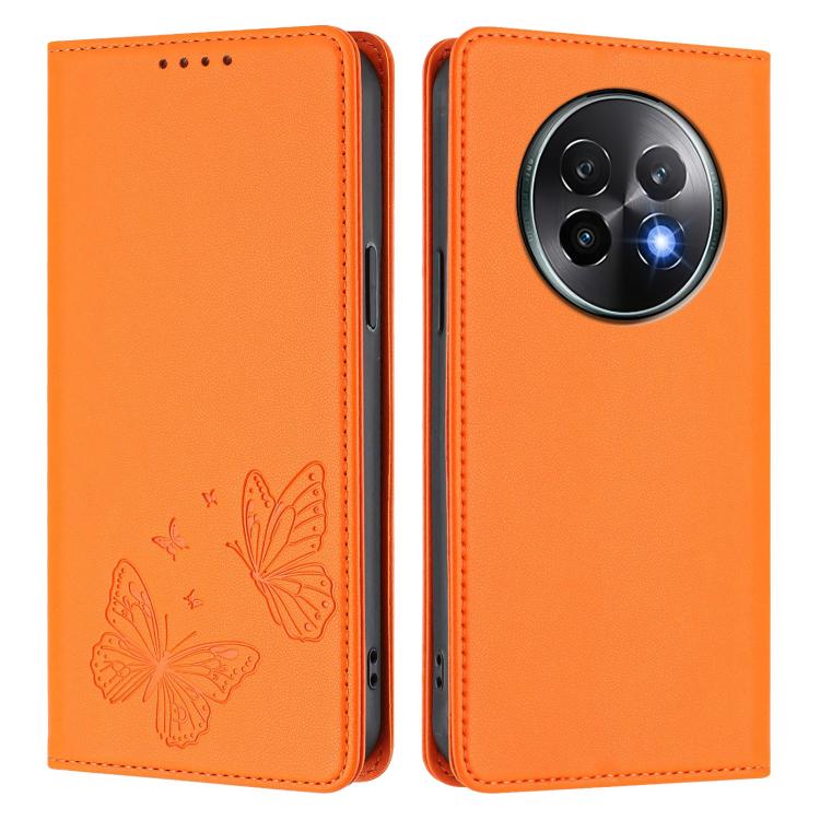 For Realme 13+ Strong Magnetic Dual Butterfly RFID Vegan Leather Phone Case
