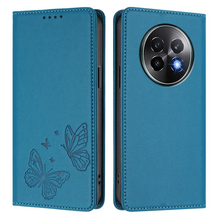 For Realme 13+ Strong Magnetic Dual Butterfly RFID Vegan Leather Phone Case