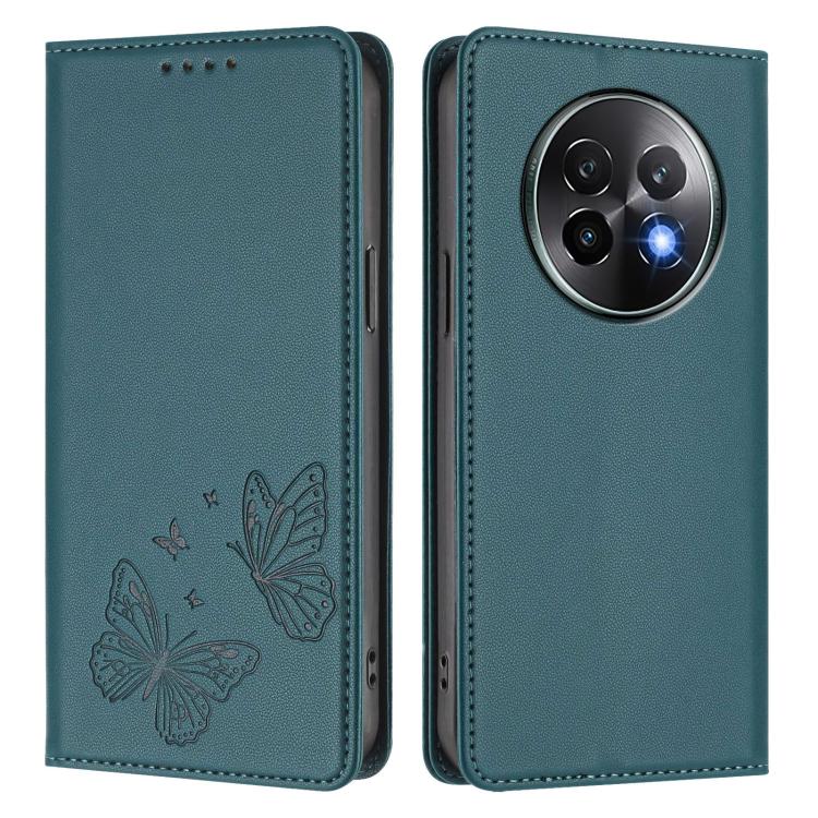 For Realme 13+ Strong Magnetic Dual Butterfly RFID Vegan Leather Phone Case
