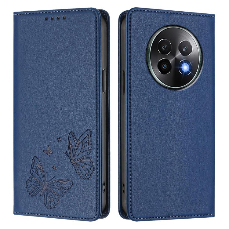 For Realme 13+ Strong Magnetic Dual Butterfly RFID Vegan Leather Phone Case