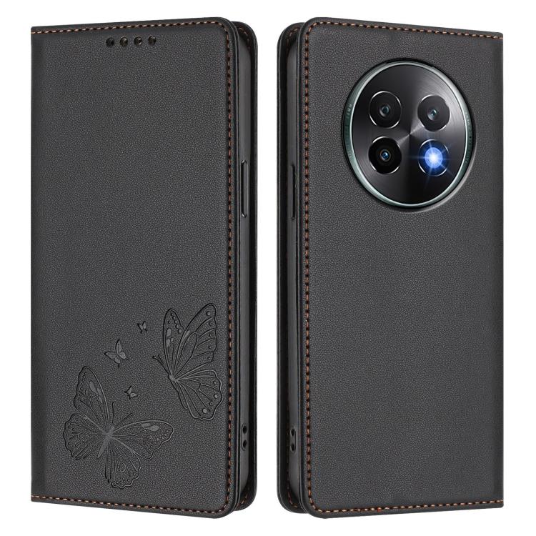 For Realme 13+ Strong Magnetic Dual Butterfly RFID Vegan Leather Phone Case