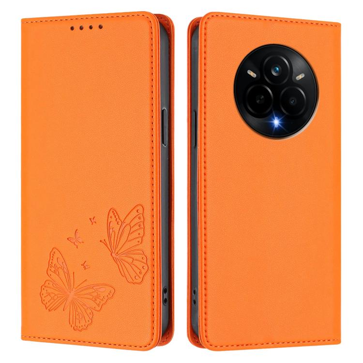 For Realme 14 Pro Strong Magnetic Dual Butterfly RFID Vegan Leather Phone Case