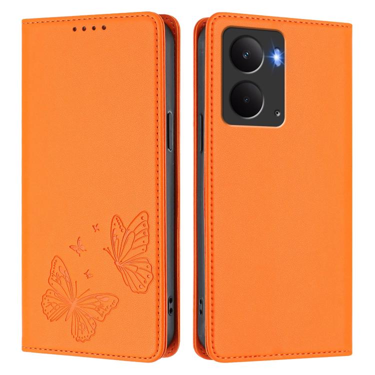 For Realme 14 / 14T 5G / P3 5G Strong Magnetic Dual Butterfly RFID Vegan Leather Phone Case