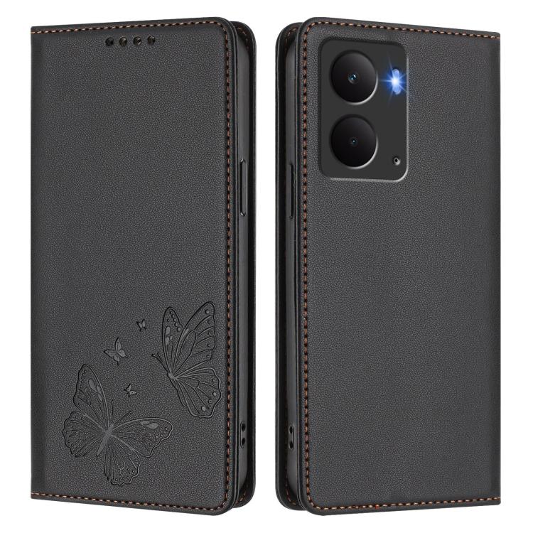 For Realme 14 / 14T 5G / P3 5G Strong Magnetic Dual Butterfly RFID Vegan Leather Phone Case