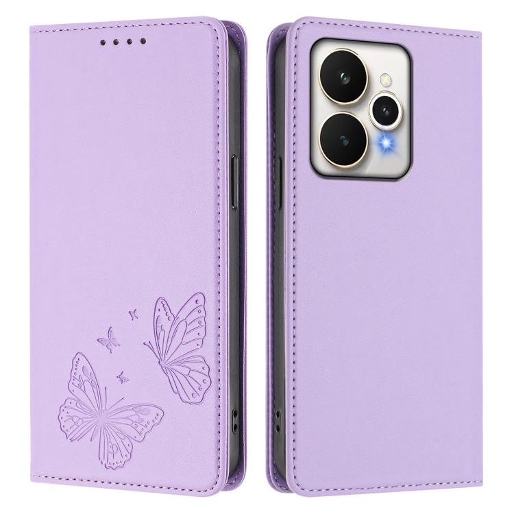 For Realme 15 5G / Realme 15 Pro 5G Strong Magnetic Dual Butterfly RFID Vegan Leather Phone Case