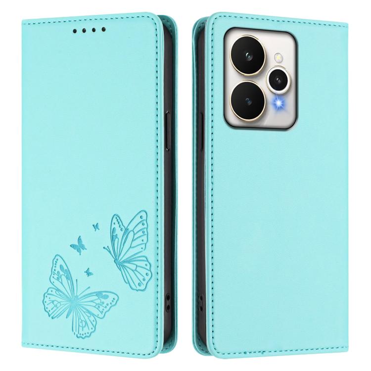 For Realme 15 5G / Realme 15 Pro 5G Strong Magnetic Dual Butterfly RFID Vegan Leather Phone Case