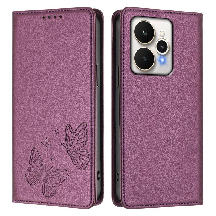 For Realme 15 5G / Realme 15 Pro 5G Strong Magnetic Dual Butterfly RFID Vegan Leather Phone Case