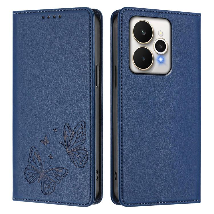 For Realme 15 5G / Realme 15 Pro 5G Strong Magnetic Dual Butterfly RFID Vegan Leather Phone Case