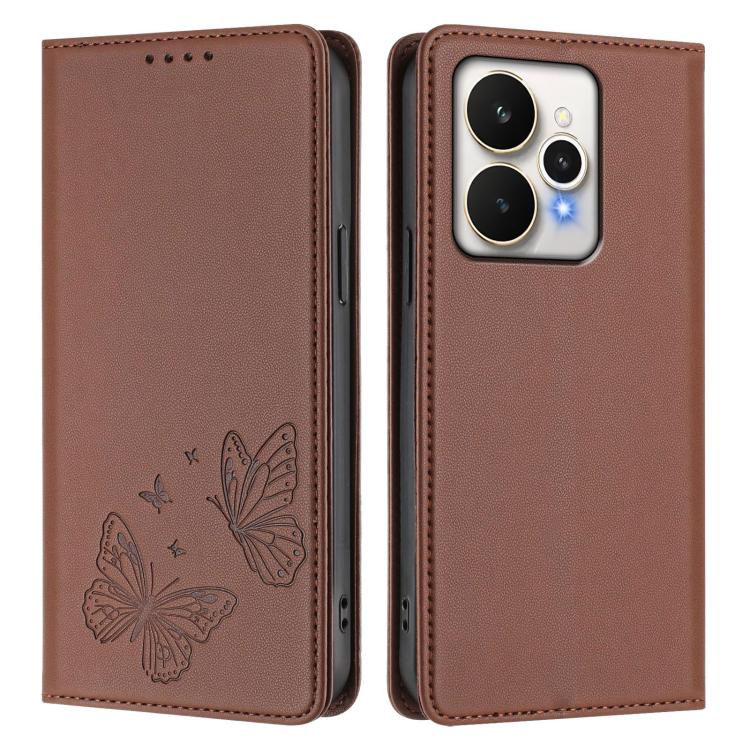 For Realme 15 5G / Realme 15 Pro 5G Strong Magnetic Dual Butterfly RFID Vegan Leather Phone Case
