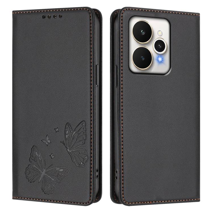 For Realme 15 5G / Realme 15 Pro 5G Strong Magnetic Dual Butterfly RFID Vegan Leather Phone Case