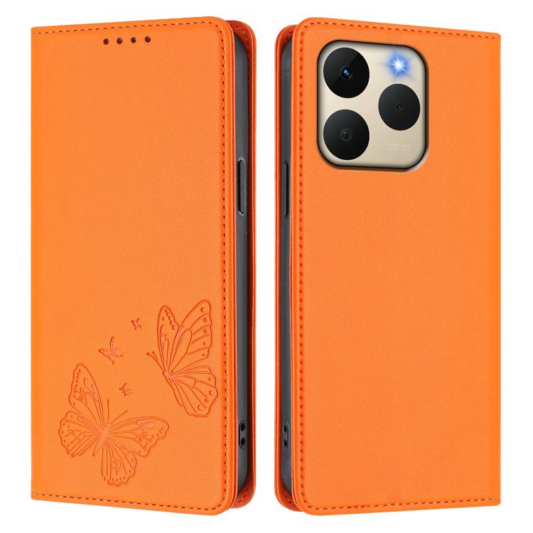For Realme 15T 5G Strong Magnetic Dual Butterfly RFID Vegan Leather Phone Case