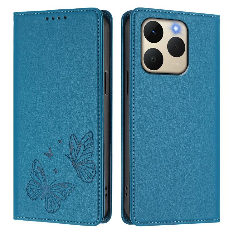 For Realme 15T 5G Strong Magnetic Dual Butterfly RFID Vegan Leather Phone Case