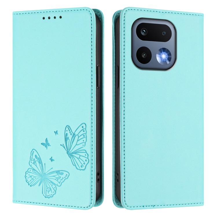 For Realme 16 Pro 5G Strong Magnetic Dual Butterfly RFID Vegan Leather Phone Case
