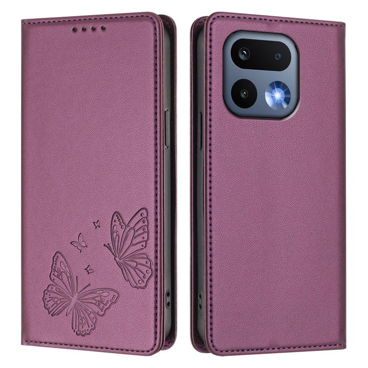 For Realme 16 Pro 5G Strong Magnetic Dual Butterfly RFID Vegan Leather Phone Case