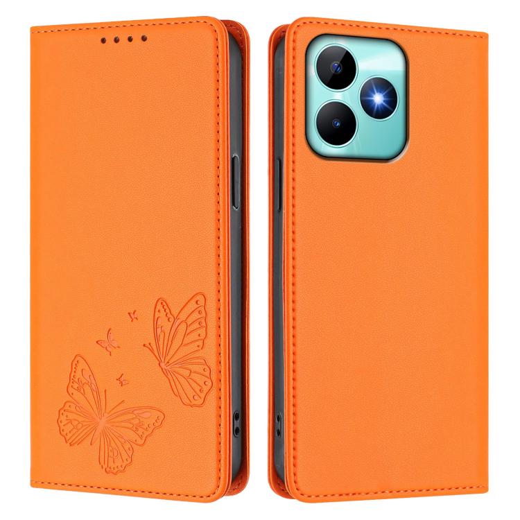 For Realme C53 / C53 India / C51 / Note 50 Strong Magnetic Dual Butterfly RFID Vegan Leather Phone Case