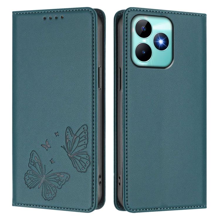 For Realme C53 / C53 India / C51 / Note 50 Strong Magnetic Dual Butterfly RFID Vegan Leather Phone Case