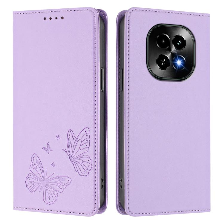 For Realme C63 5G Strong Magnetic Dual Butterfly RFID Vegan Leather Phone Case