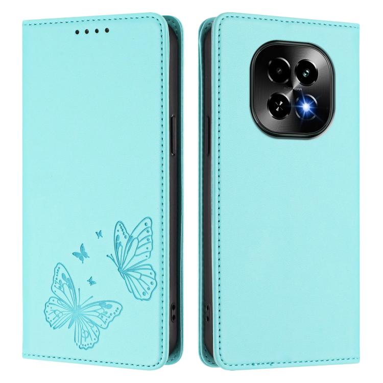 For Realme C63 5G Strong Magnetic Dual Butterfly RFID Vegan Leather Phone Case