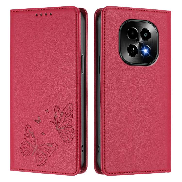 For Realme C63 5G Strong Magnetic Dual Butterfly RFID Vegan Leather Phone Case