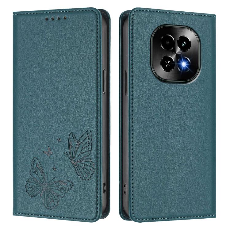 For Realme C63 5G Strong Magnetic Dual Butterfly RFID Vegan Leather Phone Case