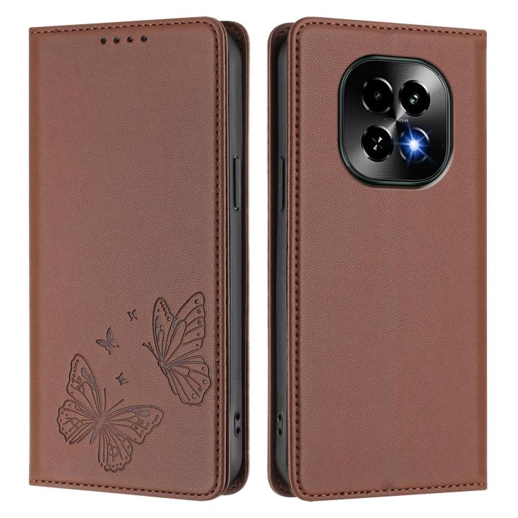 For Realme C63 5G Strong Magnetic Dual Butterfly RFID Vegan Leather Phone Case