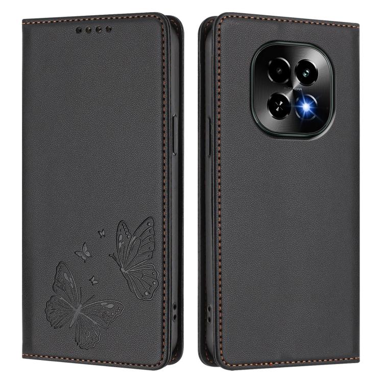 For Realme C63 5G Strong Magnetic Dual Butterfly RFID Vegan Leather Phone Case