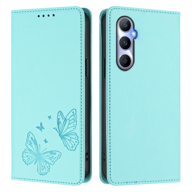 For Realme C65 4G Strong Magnetic Dual Butterfly RFID Vegan Leather Phone Case