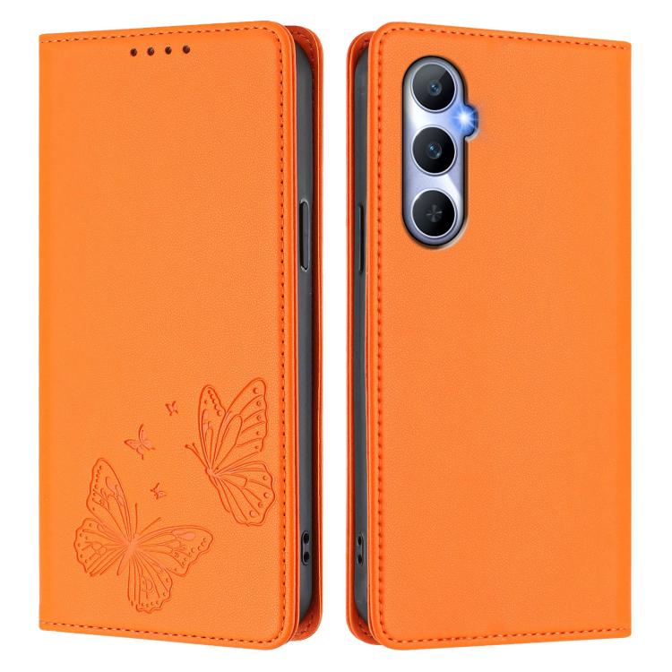 For Realme C65 4G Strong Magnetic Dual Butterfly RFID Vegan Leather Phone Case