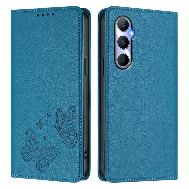 For Realme C65 4G Strong Magnetic Dual Butterfly RFID Vegan Leather Phone Case