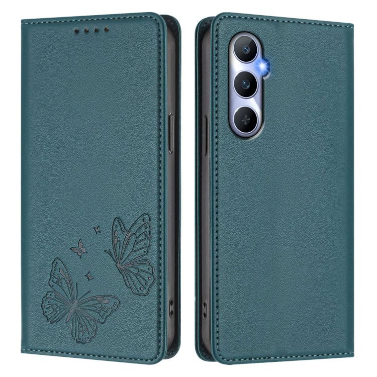 For Realme C65 4G Strong Magnetic Dual Butterfly RFID Vegan Leather Phone Case