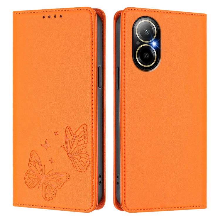 For Realme C67 4G / Realme 12 Lite Strong Magnetic Dual Butterfly RFID Vegan Leather Phone Case