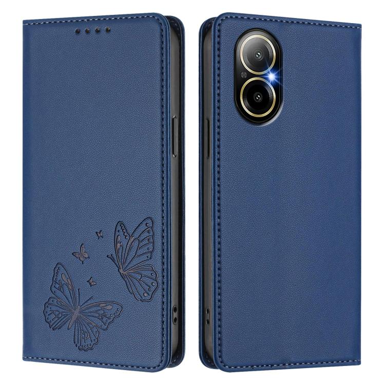 For Realme C67 4G / Realme 12 Lite Strong Magnetic Dual Butterfly RFID Vegan Leather Phone Case