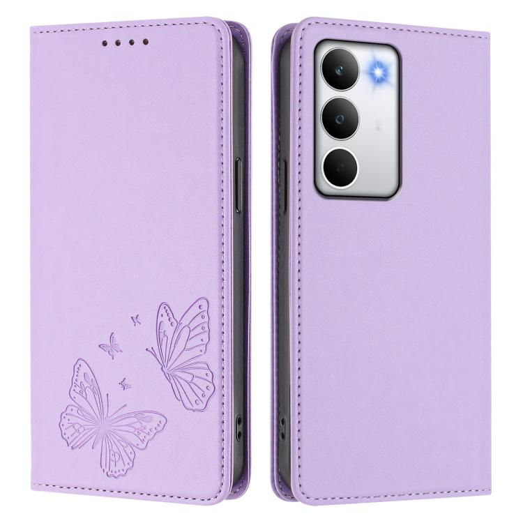 For Realme C71 4G Strong Magnetic Dual Butterfly RFID Vegan Leather Phone Case