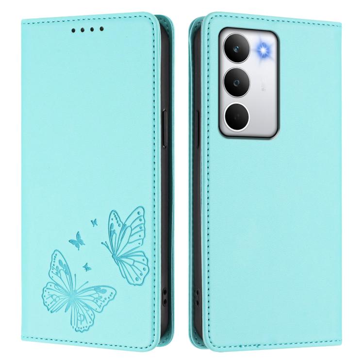 For Realme C71 4G Strong Magnetic Dual Butterfly RFID Vegan Leather Phone Case