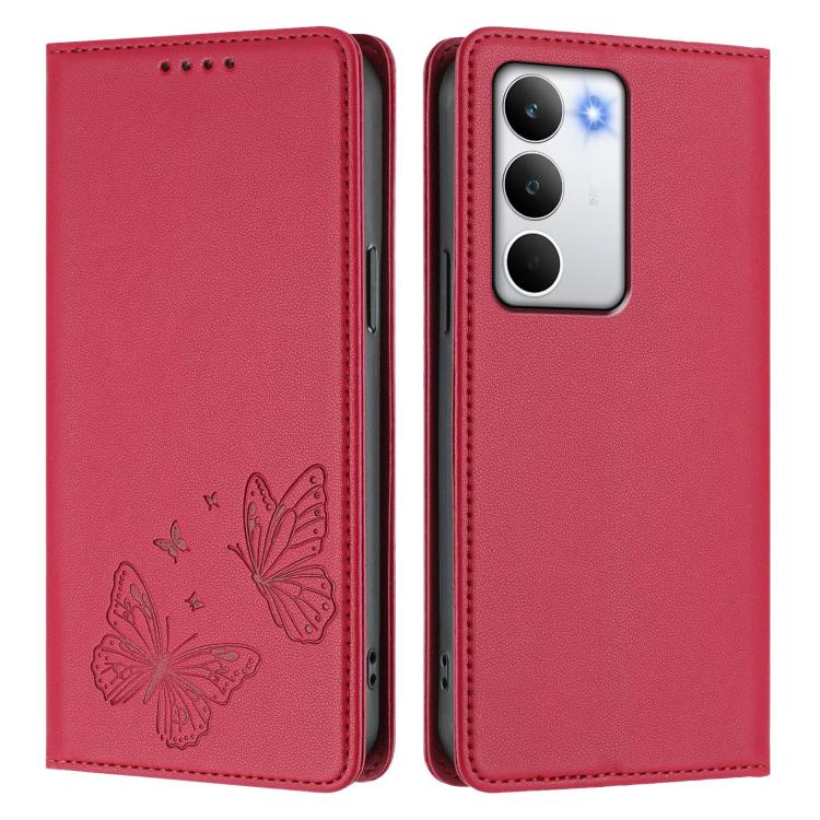 For Realme C71 4G Strong Magnetic Dual Butterfly RFID Vegan Leather Phone Case