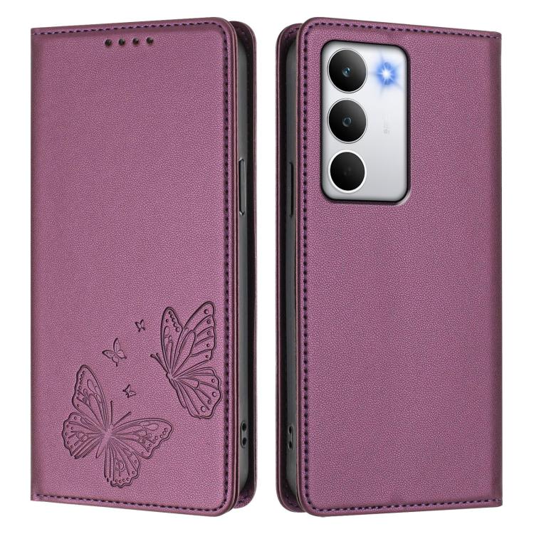 For Realme C71 4G Strong Magnetic Dual Butterfly RFID Vegan Leather Phone Case