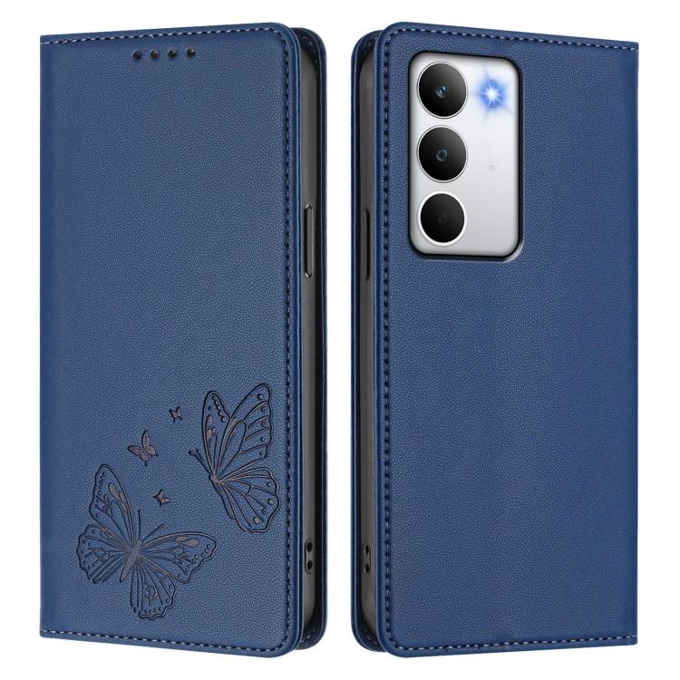 For Realme C71 4G Strong Magnetic Dual Butterfly RFID Vegan Leather Phone Case