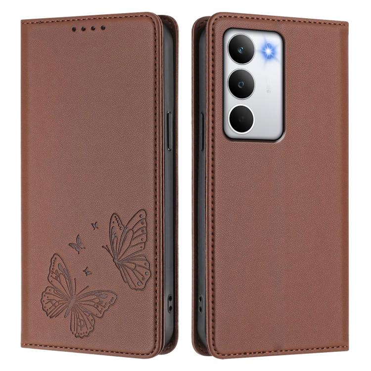 For Realme C71 4G Strong Magnetic Dual Butterfly RFID Vegan Leather Phone Case
