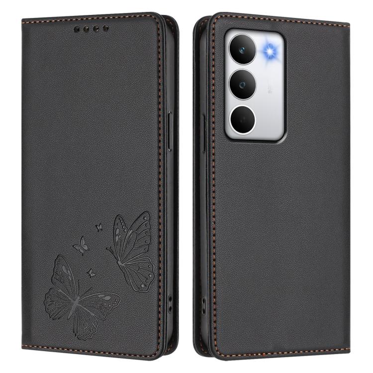 For Realme C71 4G Strong Magnetic Dual Butterfly RFID Vegan Leather Phone Case