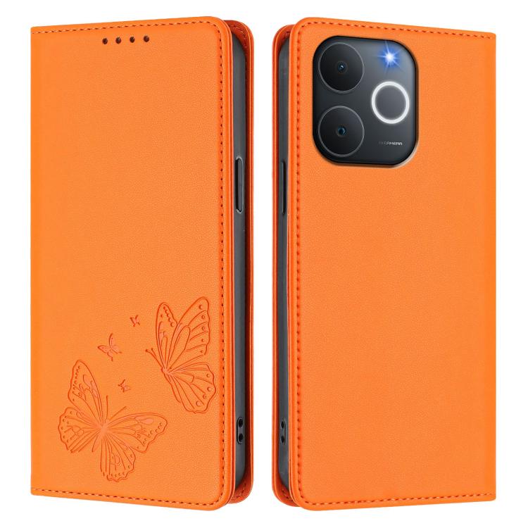 For Realme C71 India / Note 70 / Narzo 7T 4G Strong Magnetic Dual Butterfly RFID Vegan Leather Phone Case