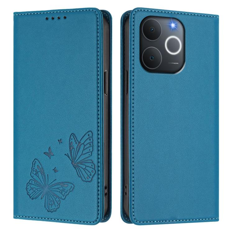 For Realme C71 India / Note 70 / Narzo 7T 4G Strong Magnetic Dual Butterfly RFID Vegan Leather Phone Case