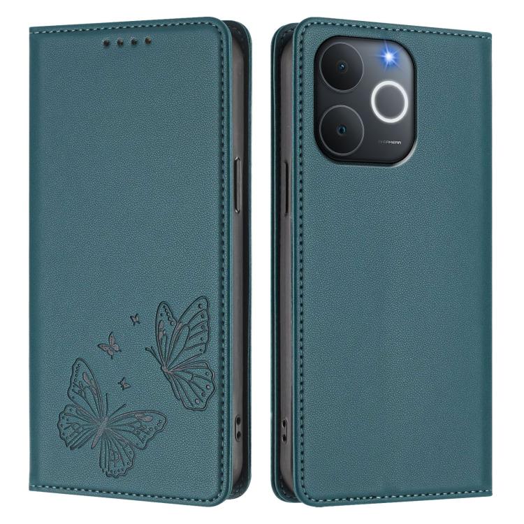 For Realme C71 India / Note 70 / Narzo 7T 4G Strong Magnetic Dual Butterfly RFID Vegan Leather Phone Case