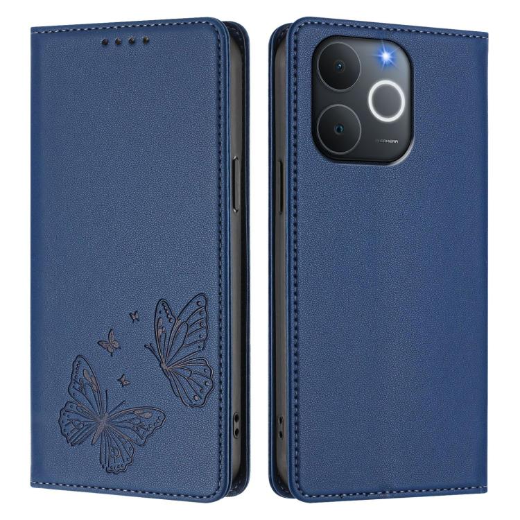For Realme C71 India / Note 70 / Narzo 7T 4G Strong Magnetic Dual Butterfly RFID Vegan Leather Phone Case